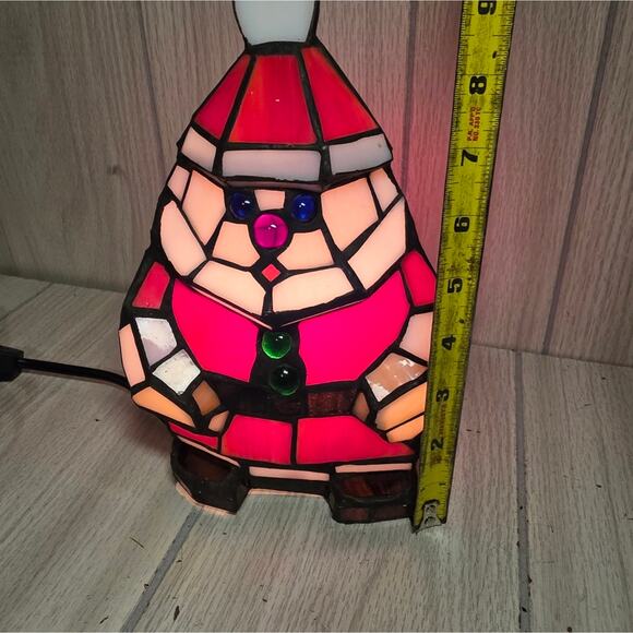 Huntington Santa Claus Tiffany Accent Lamp Stained Glass Christmas Holiday NWB - Picture 2 of 7